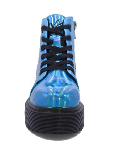 YRU Slayr Slayer Blue Hologram Holographic Platform Boots Shoes Cyber Punk Goth - Picture 3 of 5