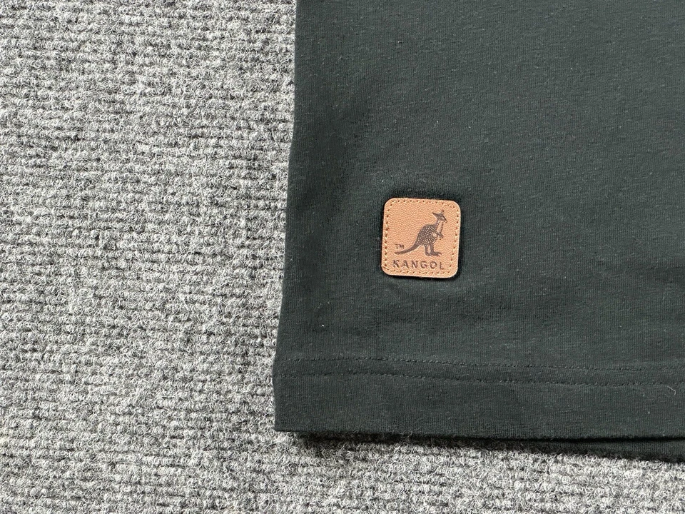 Camisa masculina Kangol grande preta mistura de algodão manga curta ajuste regular camiseta - Imagem 2 de 4