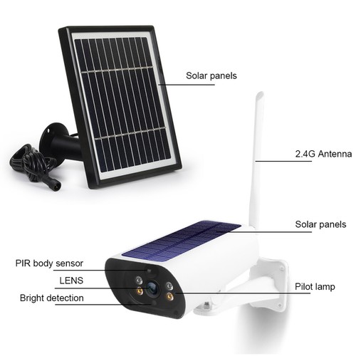 Solar Battery Camera Wireless Wifi 1080p HD Video 2MP Night Vision Motion Alert - Picture 11 of 12