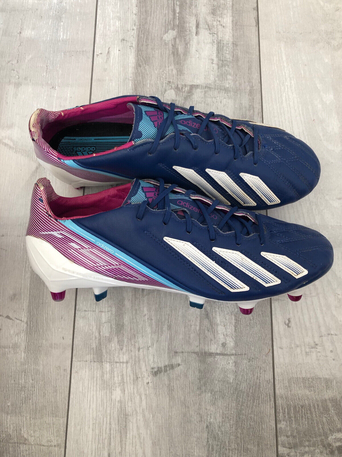 Adidas F50 Adizero SG Blue Leather Football US8 UK7 1/2 1/3 | eBay