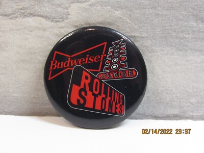 Vintage Budweiser Rolling Stones Voodoo Lounge Pinback Button Lapel/Hat Pin