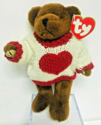 TY ATTIC TREASURES CASANOVA BEAR 1993 Heart Sweater Plush Stuffed