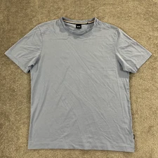 HUGO BOSS Shirt Men Extra Large XL Blue Logo Crewneck Pullover Casual Preppy S/S