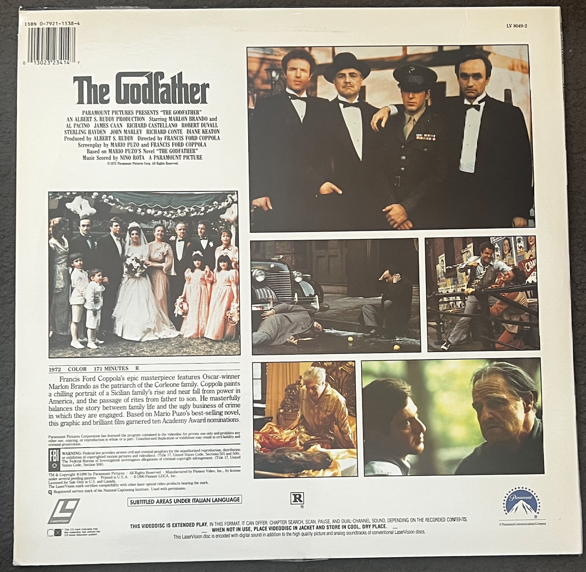 USED THE GODFATHER - 1972 LASERDISC 2-LD / 3 SIDES PAN & SCAN 1:33