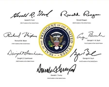 PRESIDENTIAL SEAL WITH SIGNATURES OF LAST 7 REPUBLICAN PRESIDENTS 8X10 PHOTO
