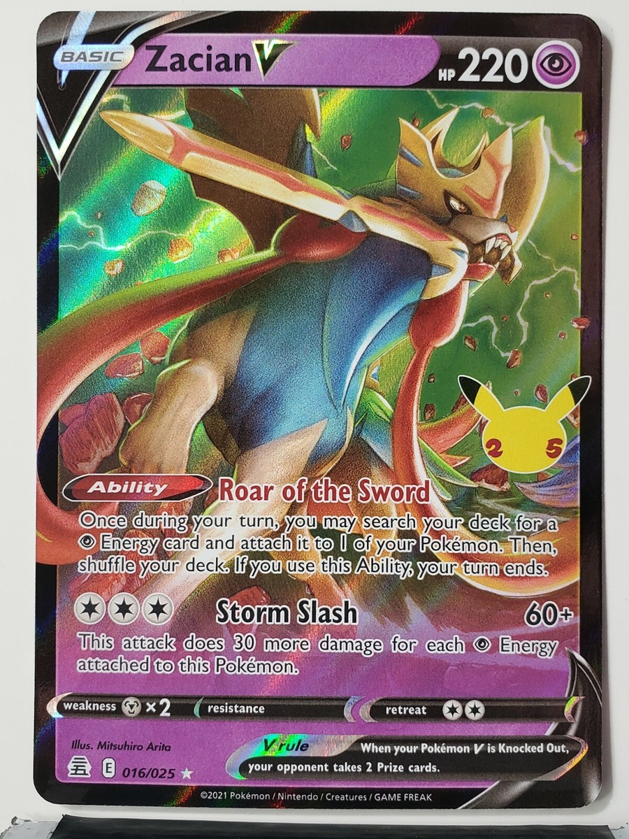 HOLO Zacian V 016/025 - MINT - Pokemon 25th Celebrations Card - $2