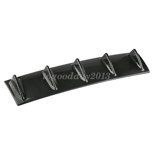 23''x6'' Lower Rear Body Bumper Lip Diffuser Shark Spoiler Gloss Carbon 5 Fins - Picture 4 of 6