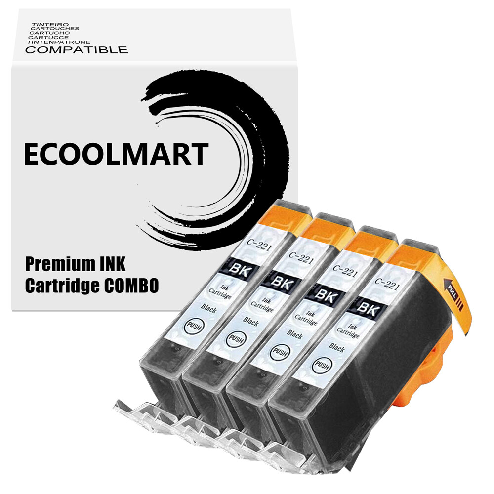 4PK Photo Black Ink Cartridge with chip for CLI-221 PIXMA IP3600 MP620B MP640