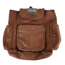 Universal Studios Hollywood Vintage 90’s Leather Backpack Brown Drawstring