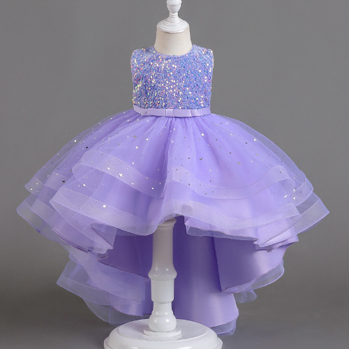 Flower Girls Princess Sequins Baby Wedding Christmas Party Trailing Dress Kids - Picture 19 of 31