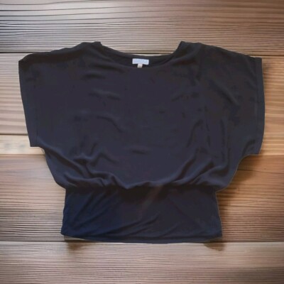 Joseph A. Dolman Sleeve Blouson Top Batwing Style Womens Size S Black