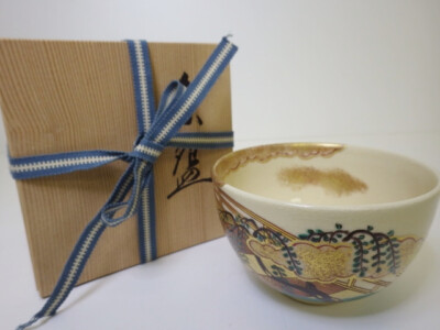 Saito Unraku Color Painting Kinsai Tea Bowl Kyo Ware Kiyomizu Ware Matcha Bowl T