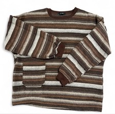 Vintage Grandpa Sweater With Brown Stripes, LCALE Brand