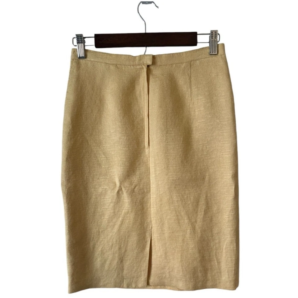 Falda lápiz vintage Albert Nipon 26" cintura oro amarillo texturizada trabajo profesional Foto 2 de 4