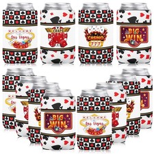 12 Pcs Casino Theme Party Decorations 12oz Casino Can Cooler Sleeves Poker Pa...