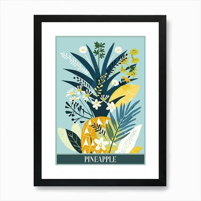Pineapple Tree Illustration Flat 2  Framed Wall Art Poster Canvas Print Picture