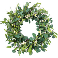 KüNstlicher Eukalyptus Kranz 50 Cm GrüN Mit Beeren FüR TüR Party Garten Dekor