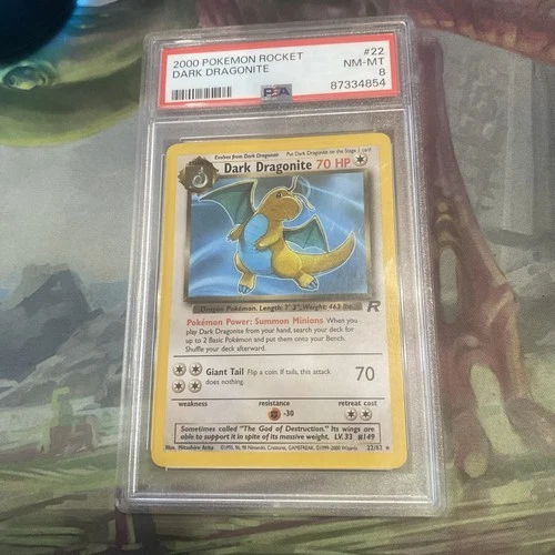 2000 pokemon rocket dark dragonite 22 PSA 8