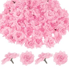 100-Pack Pink Artificial Rose Heads, Silk Faux Rose Heads for Wedding/Bouquet...