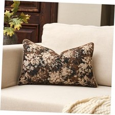 Neutral Floral Pillow Cover 12 x 20 Inches, 20" x 12" Pack of 1 Coffee Brown