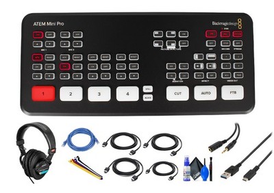 Blackmagic ATEM Mini Pro HDMI Live Stream Switcher + Pro Headphones + More