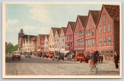 Antique Norway Postcard BERGEN Bryggen the Wharf 1950s