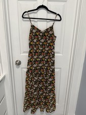 J Crew Mercantile Navy Blue w/ Floral Print Tank Tiered Maxi Dress- Women's 4