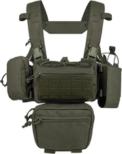 YAKEDA Tactical Chest Mini Rig Vest/Training One Size, Green 