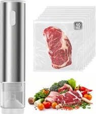 Portable Rechargeable Handheld Vacuum Sealer with 10 Reusable Bags