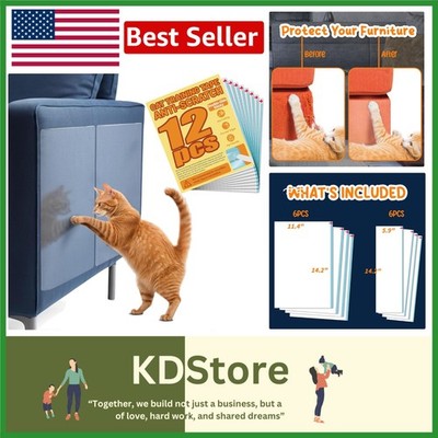 12-Pack Transparent Cat Furniture Protectors - Scratch Deterrent for Indoor F...