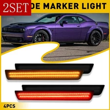 For 2015-2022 Dodge Challenger Smoked Lens LED Side Marker Light Front Rear 2set
