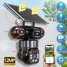 Camara Seguridad Solar WiFi Exterior 3 Lentes PTZ Vision Nocturna Deteccion PIR