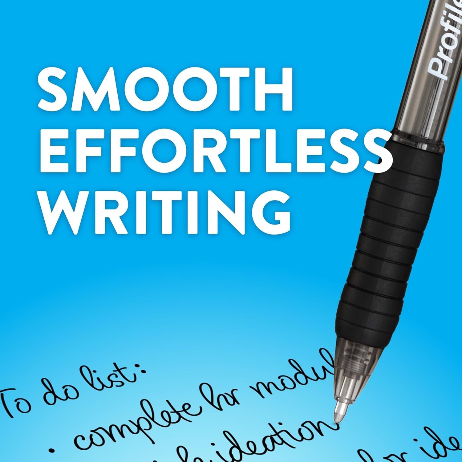 Write Boldly: Profile 12 Count Retractable Blue Ballpoint Pens, Soft Grip 1.4mm