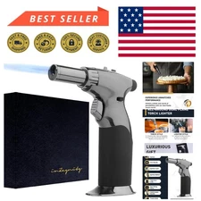 Luxury Handheld Butane Torch with Ignition Lock - Compact Design for Precision