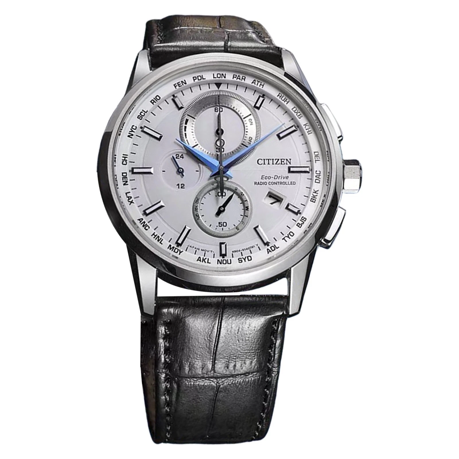 Citizen Men's Eco Drive Chronograph World Time Radio Controlled White Watch.