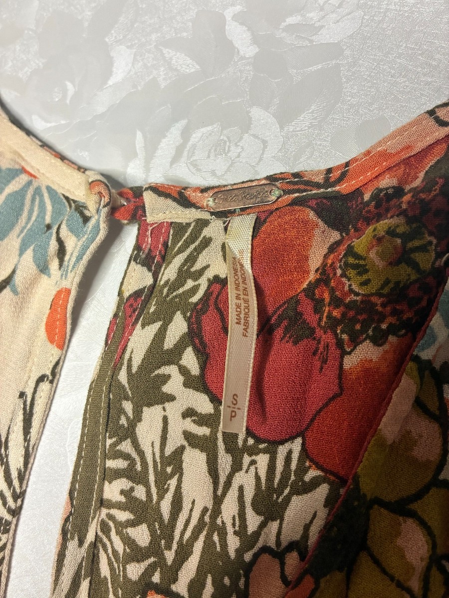 Free People Backyard Party Floral Swing Tunic Dress S Boho Cottagecore View 2