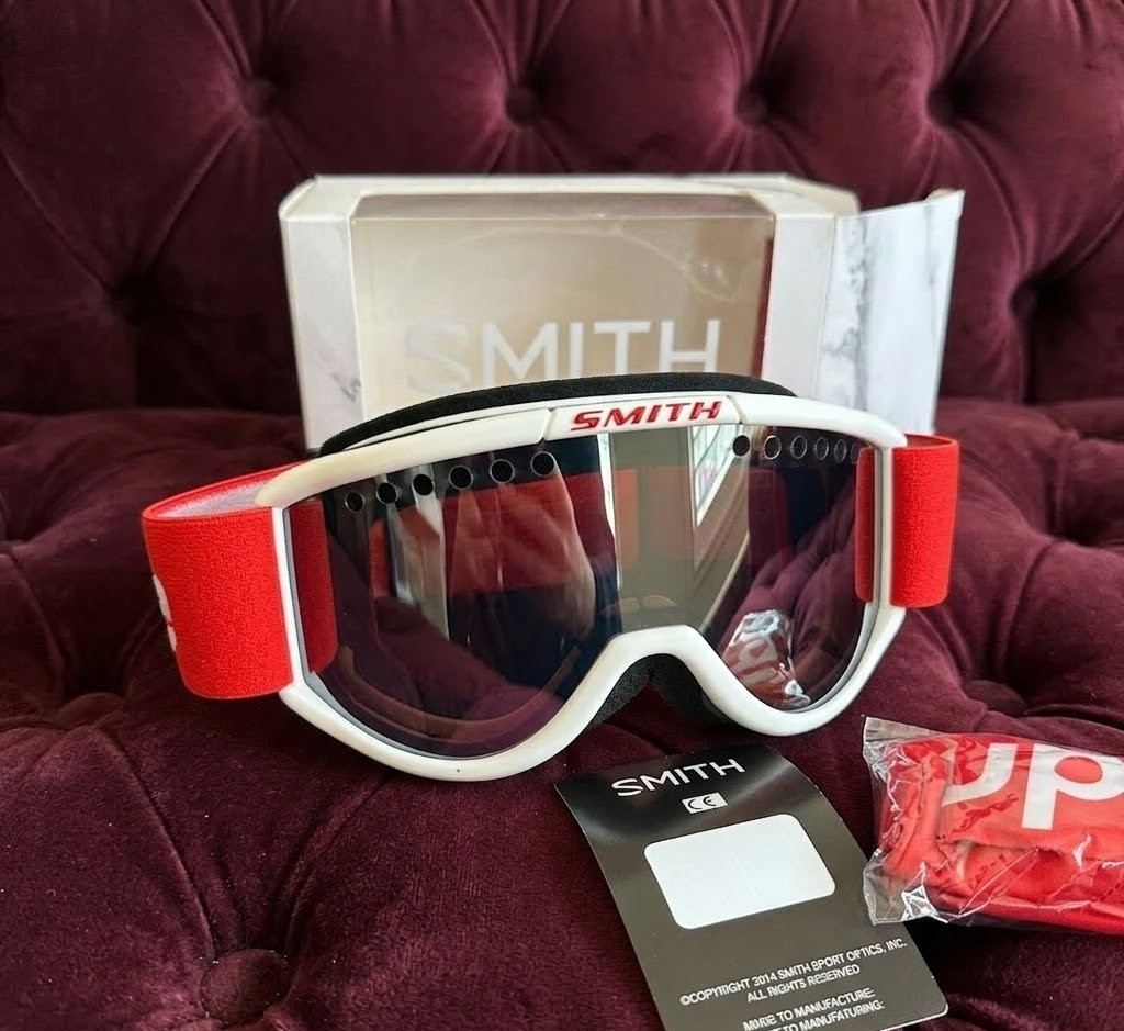Rare Supreme x Smith FW15 White Ski Snowboard Goggles Logo New