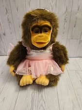 Vtg 1994 Hosung Monkey Chimp Full Body Hand Puppet 15" Mouth Squeaks BALLERINA 