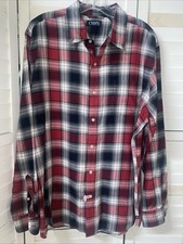 Chaps Men’s Cotton Grey & Red Plaid Button Front Dress Shirt Sz X-Large Tall