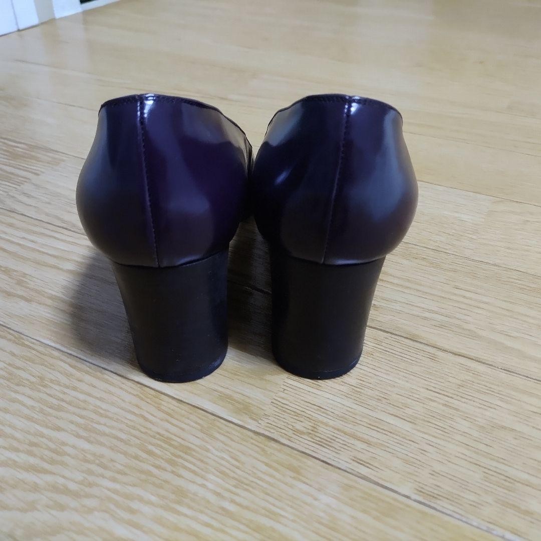 Auth Gucci Mule Pumps Leather Dark Purple Logo Heel EU35.5 US5.5 UK2.5 thumbnail 7