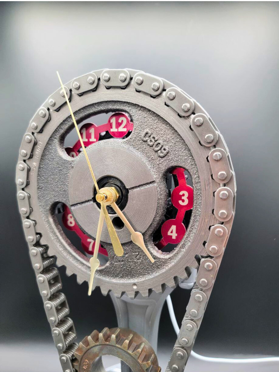 Motorized Ford 302 Gear Clock - Stainless Steel Timing Set Art from Mustang