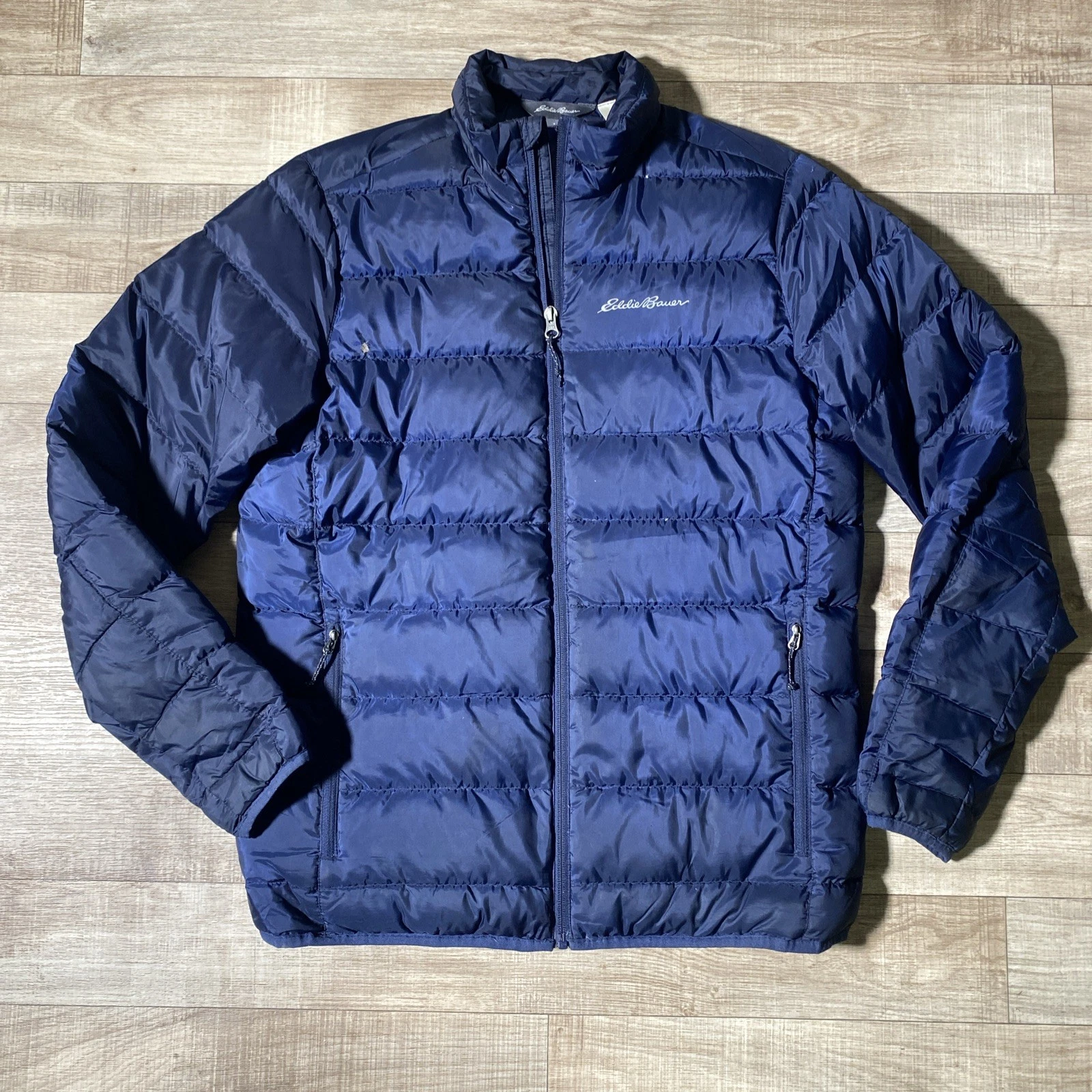 Eddie Bauer EB650 Down Puffer Jacket Insulated Full Zip Navy Blue Men’s S