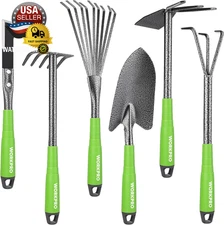 6-Piece Garden Tool Set, Heavy Duty Gardening Hand Tools with Soft Rubber Handle