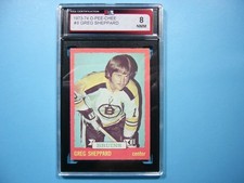 1973/74 O-PEE-CHEE NHL HOCKEY CARD #8 GREG SHEPPARD KSA 8 NM/MINT SHARP!! OPC