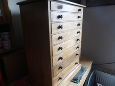 vintage pine collectors set of drawers