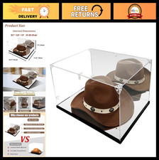 Cowboy Hat Display Case with Dual Mirrors, Clear Acrylic Protector Box, UV & Dus