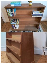 Mid Century Library Book Trolley Solid Wood Pale Oak Waterfall Shelves both side