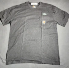 Carhartt Shirt Men Large Short Sleeve Gray Pocket Crew Neck Cotton Company Logo