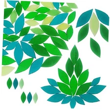  Mosaic Tiles, 200G Petal Mosaic Tiles Blue Hand Cut Stained Flower Color10