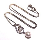 925 sterling silver pearl pearl swirl dangle teardrop pendant necklace box chain — photo 7